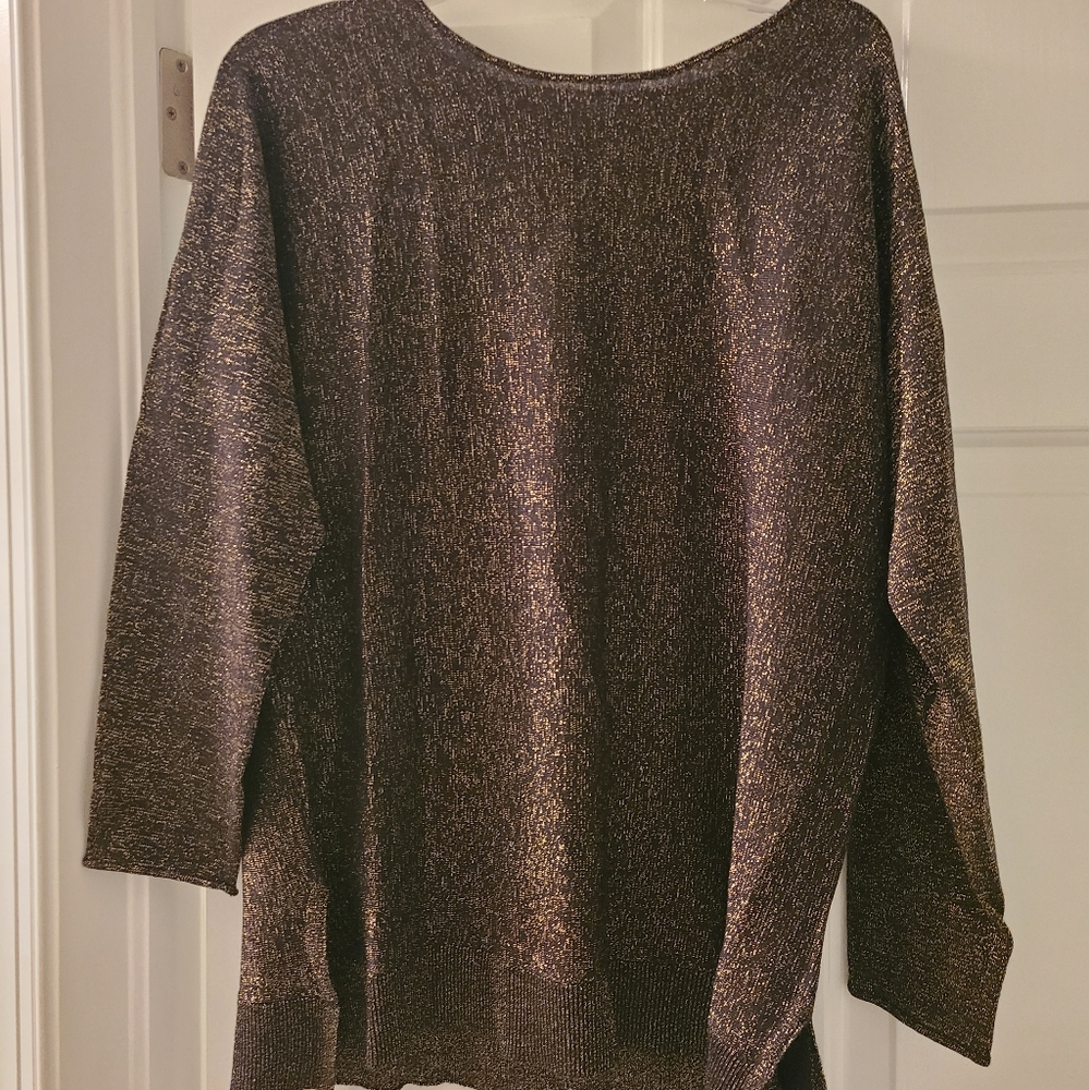 Michael Kors Black/Gold Long Sleeve Knit Sweater Large
